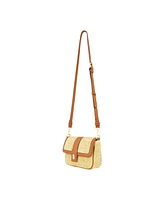 Tommy Bahama Raffia Flap Bag with Double Leather Strap