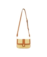 Tommy Bahama Raffia Flap Bag with Double Leather Strap