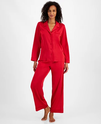 I.n.c. International Concepts Women's 2-Pc. Piped-Trim Satin Pajamas Set