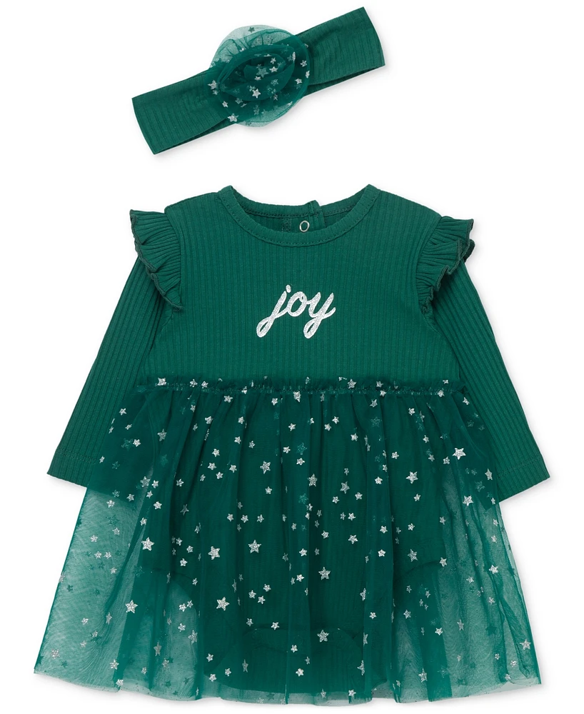 Little Me Baby Girls Joy Bodysuit Dress & Headband, 2 Piece Set