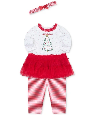 Little Me Baby Girls 1st Holiday Tutu Dress, Striped Leggings & Headband Set