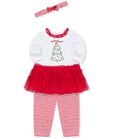 Little Me Baby Girls 1st Holiday Tutu Dress, Striped Leggings & Headband Set