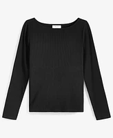 On 34th Women's Long-Sleeve Boatneck Ribbed Top, Created for Macy's