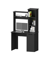 Fm Furniture Rumford Computer Desk with Hutch and 3-Tier Storage Shelves