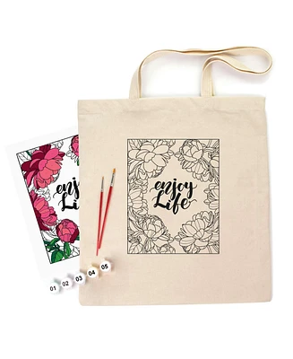 Rosa ROSATalent: Eco-Friendly Cotton Ecobag Coloring Kit – Peonies (220 Gsm, 38x42 cm) - Assorted Pre