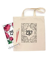 Rosa ROSATalent: Eco-Friendly Cotton Ecobag Coloring Kit – Peonies (220 Gsm, 38x42 cm)