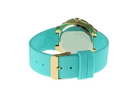 Tko Women's Gold-Tone Turquoise Multi-Function Watch with Soft Silicone Rubber Band