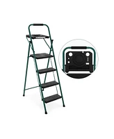 Costway 4 Step Ladder Folding Portable Anti-Slip Steel Step Stool 330lbs with Tool Platform