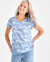 Style & Co Women's Printed Crewneck Short-Sleeve Tee, Created for Macy's