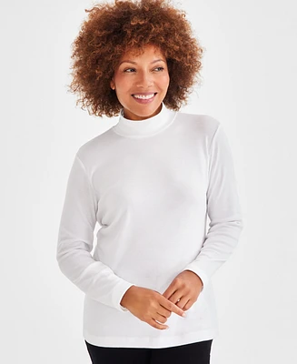 Style & Co Women's Cotton Mock-Neck Long-Sleeve Tee, Created for Macy's