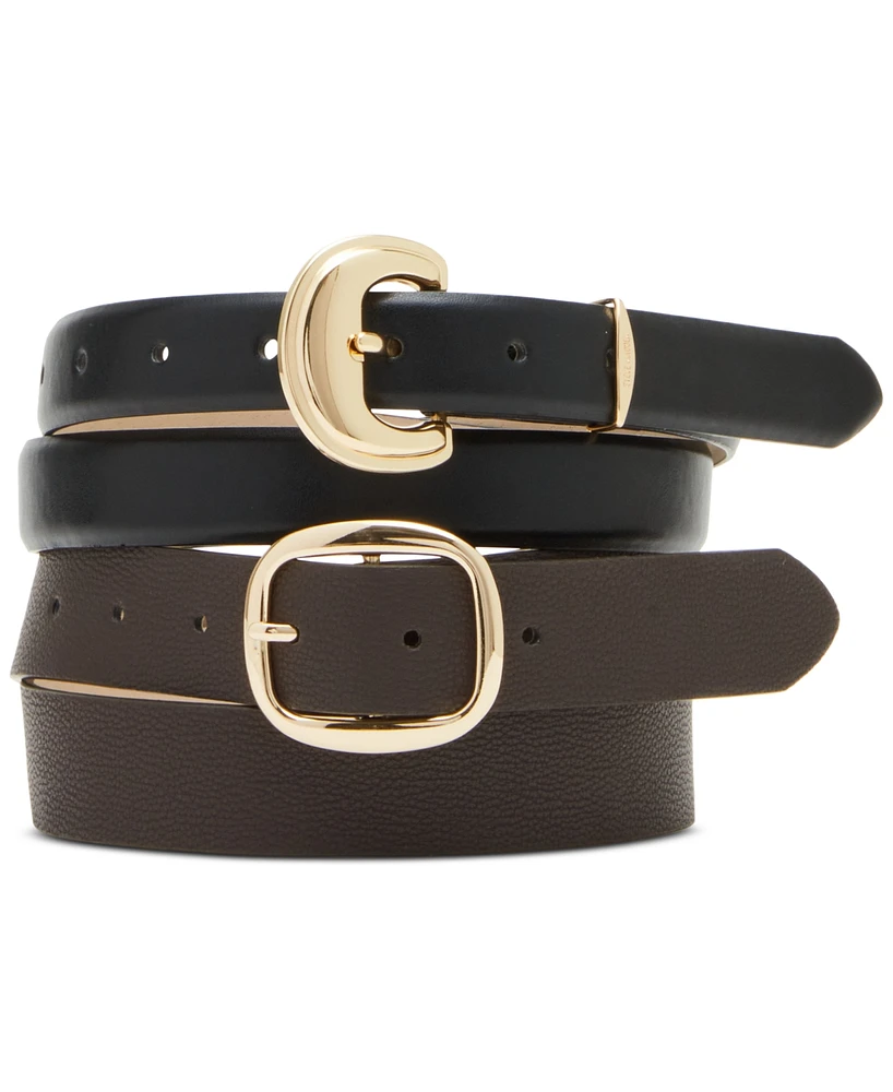 Steve Madden Women's 2-Pc. Faux-Leather Belt Set