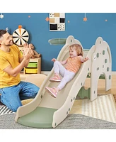 Costway 3-in-1 Toddler Slide with Buffer Zone Basketball Hoop & Ball Elephant Design
