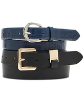 Steve Madden Women's 2-Pc. Faux-Leather Belt Set