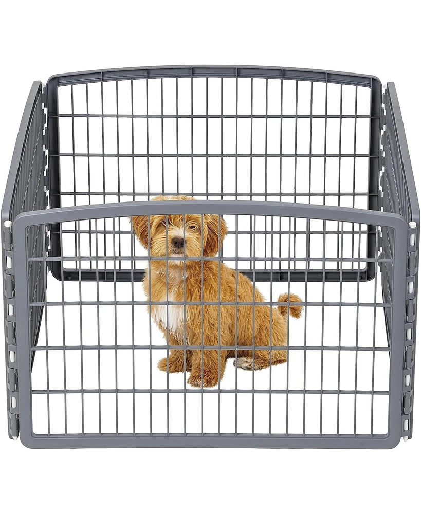 Iris 24'' Exercise 4-Panel Pet Playpen without Door, Gray