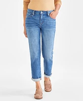 Style & Co Petite Mid-Rise Cuffed Girlfriend Jeans, Exclusively at Macy's