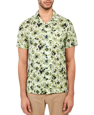 Brooklyn Brigade Men's Arlington Slim-Fit Stretch Rose-Print Button-Down Camp Shirt