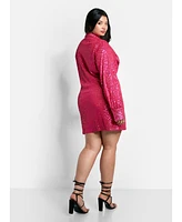 Rebdolls Plus Sapphire Sequin Oversized Shirt Dress