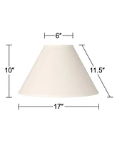 Set of 2 Empire Lamp Shades White Linen Chimney Large 6" Top x 17" Bottom x 10" High Spider with Replacement Harp and Finial Fitting - Spring crest