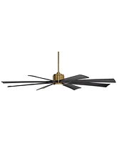 70" Defender Modern Outdoor Ceiling Fan with Led Light Remote Control Soft Brass Matte Black Damp Rated for Patio Exterior House Home Porch Gazebo Gar