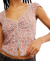 Free People Women's Faye Floral-Print Ruched Top