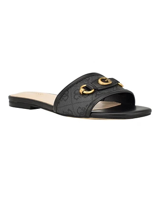 Guess Women's Hammi One Band with Logo and Hardware Flat Sandals