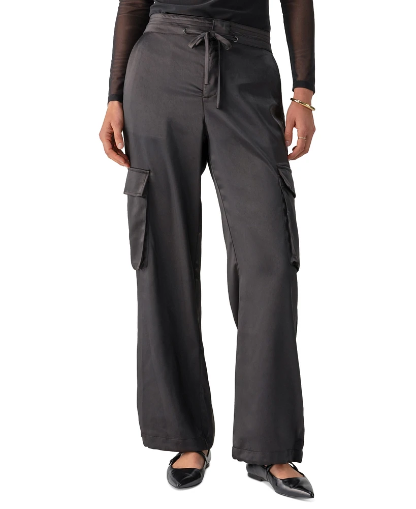 Sanctuary Women's Eve Semi-High-Rise Satin Cargo Pants