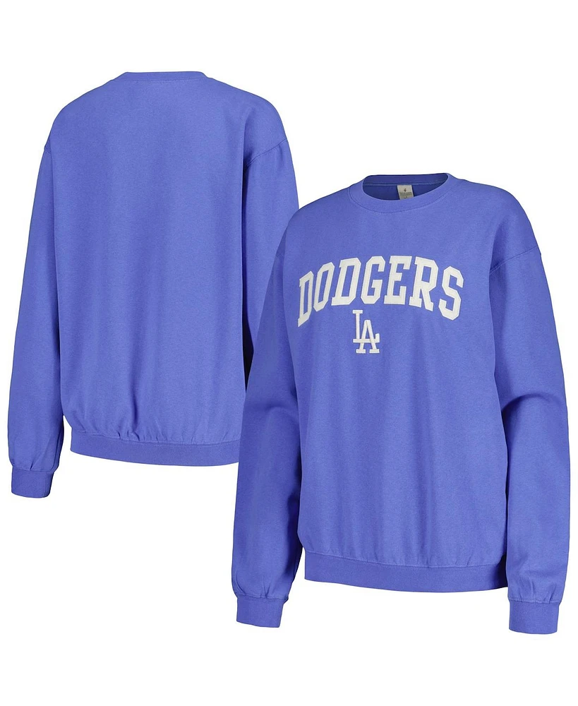 Soft as a Grape Women's Royal Los Angeles Dodgers Pigment Dye Pullover Sweatshirt