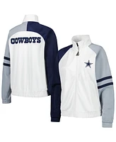 Starter Women's White Dallas Cowboys Curve Ball Raglan Full-Zip Track Jacket