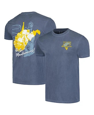 Image One Men's and WoMen's Navy West Virginia Mountaineers Hyper Local Two Tone Mascot State T-Shirt