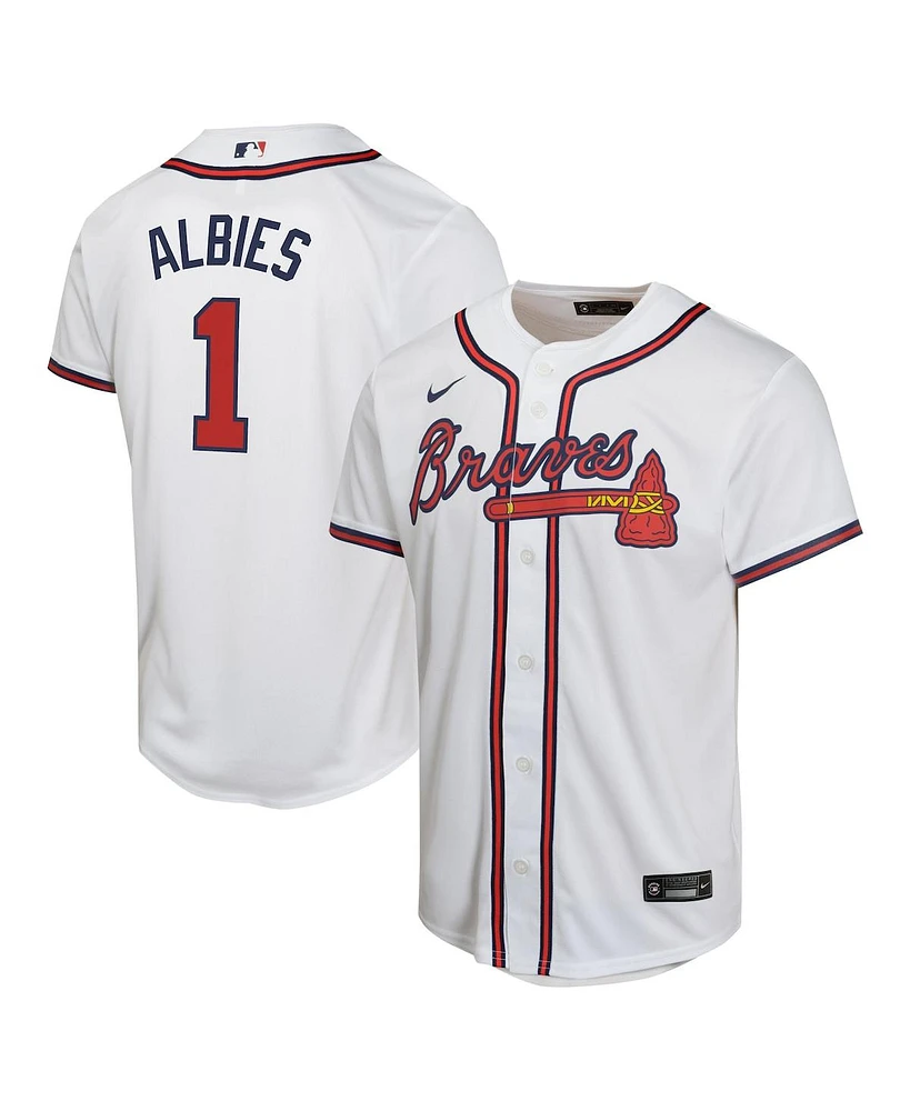 Nike Big Boys and Girls Ozzie Albies White Atlanta Braves Home Game Player Jersey