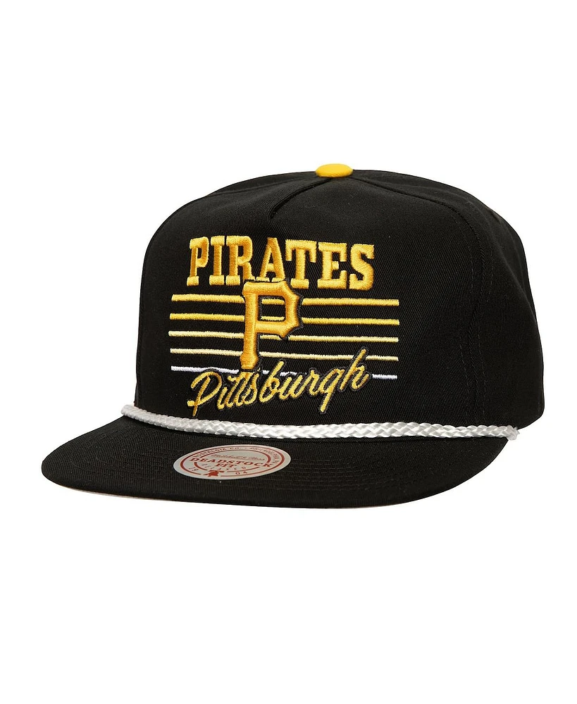 Mitchell Ness Men's Black Pittsburgh Pirates Radiant Lines Deadstock Snapback Hat