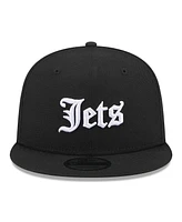 New Era Men's Black New York Jets Gothic Script 9FIFTY Snapback Hat