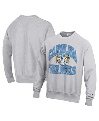 Champion Men's Heather Gray North Carolina Tar Heels Vault Late Night Reverse Weave Pullover Sweatshirt