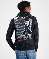 Hybrid Men's Nasa Space Shuttle Blueprint Regular-Fit Printed Fleece Hoodie