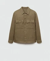 Mango Men's Linen Pockets Detail Overshirt