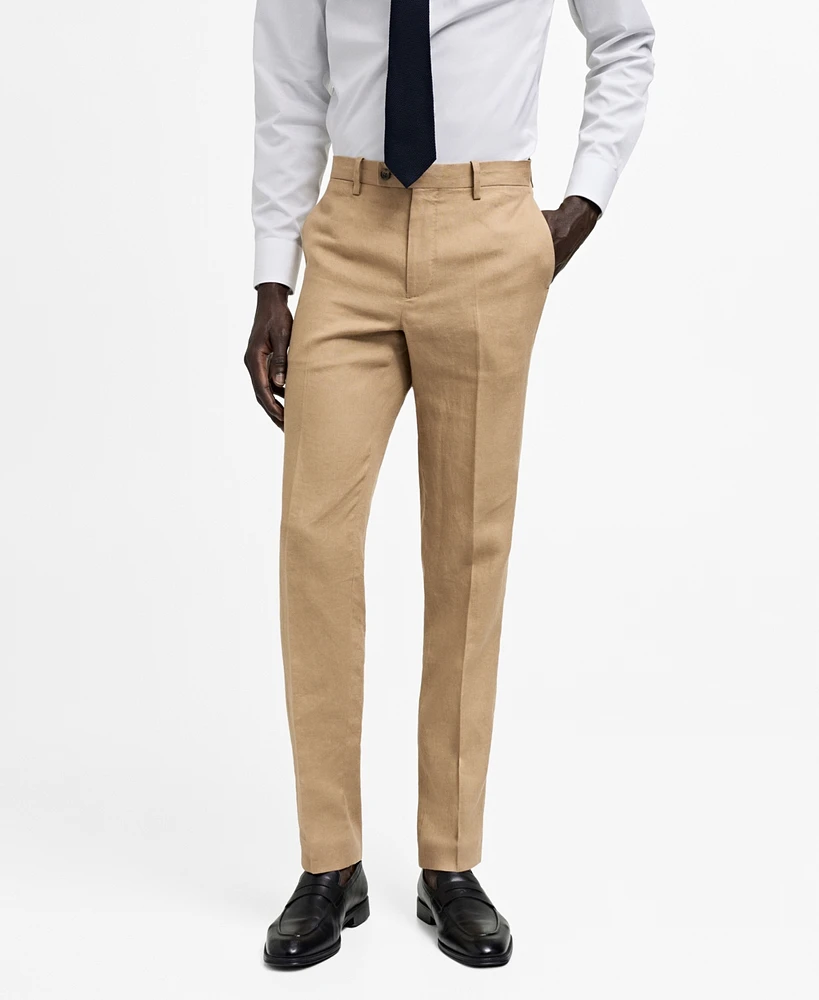 Mango Men's Linen Slim Fit Suit Pants