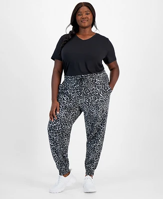 Id Ideology Plus Relaxed Animal-Print Fleece Joggers, Created for Macy's