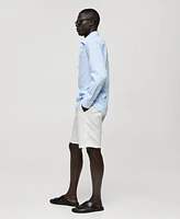 Mango Men's Regular-Fit Striped Cotton-Linen Shirt