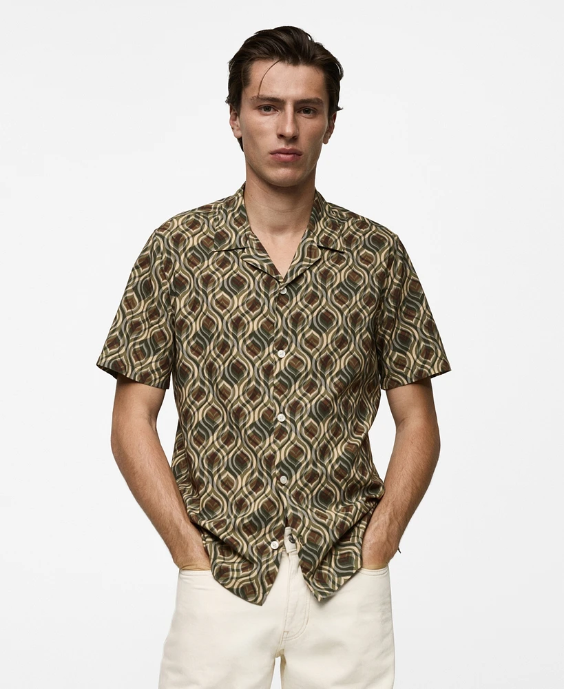 Mango Men's Flowing Regular-Fit Printed Shirt