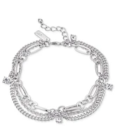 I.n.c. International Concepts Crystal Mixed Chain Triple-Row Ankle Bracelet, Created for Macy's