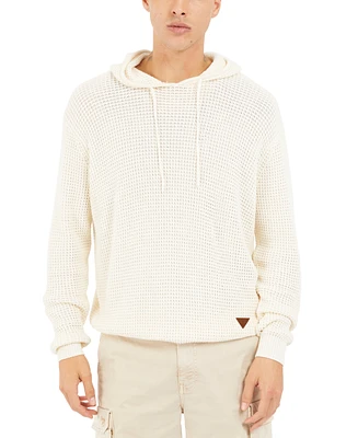 Guess Men's Derik Textured Stitched Hooded Sweater