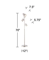 Possini Euro Design Nuovo Modern Task Floor Lamp Tree 3-Light 70" Tall Brushed Nickel Silver Adjustable Bullet Heads Bright Lighting for Living Room R