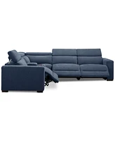 Nevio 5-Pc. Fabric Power Headrest L-Shape Sectional and Console with Motion Chairs
