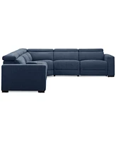 Nevio 6-Pc. Fabric Power Headrest L-Shaped Sectional and Console with 2 Motion Chairs