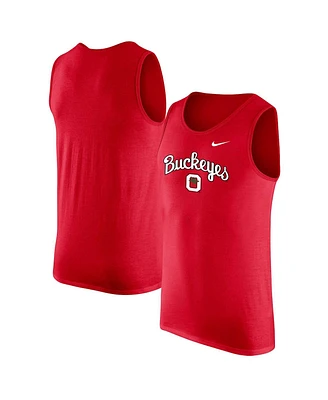 Nike Men's Scarlet Ohio State Buckeyes Vintage-Like Logo Performance Tank Top