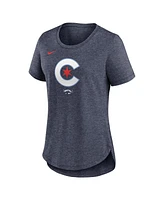 Nike Men's and Women's Heather Navy Chicago Cubs 2024 City Connect Tri-Blend T-Shirt