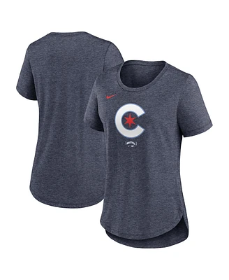 Nike Men's and Women's Heather Navy Chicago Cubs 2024 City Connect Tri-Blend T-Shirt