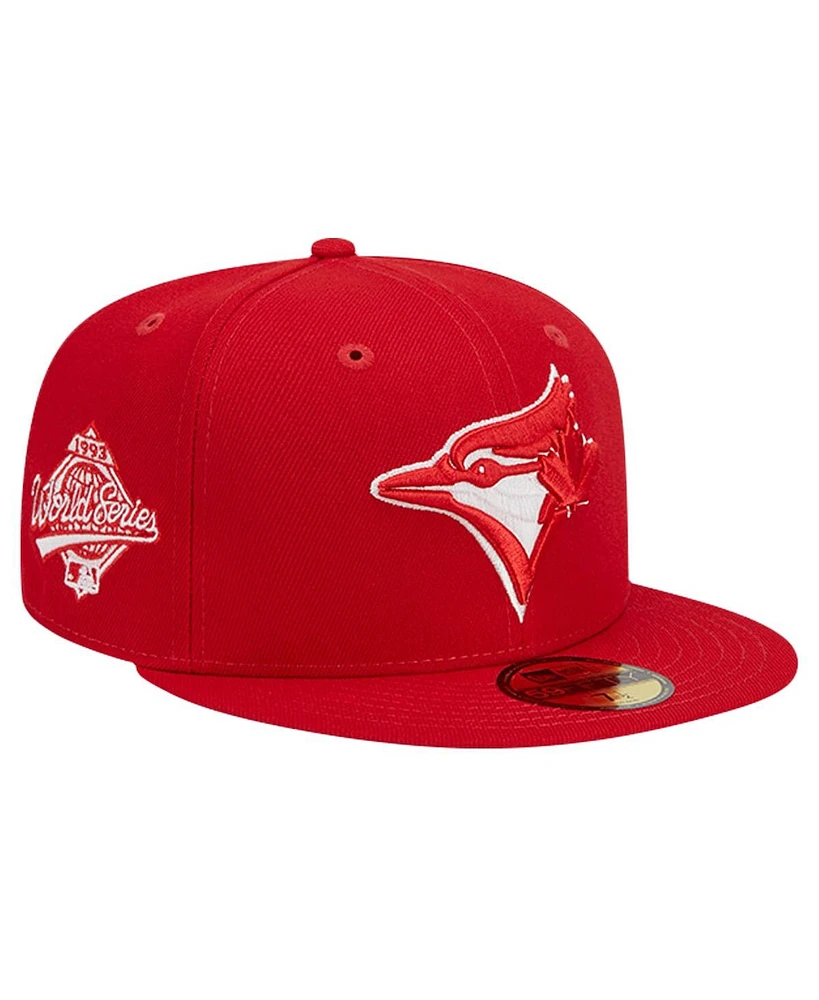 New Era Men's Red Toronto Blue Jays Logo 59FIFTY Fitted Hat