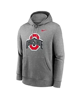 Nike Men's Heather Gray Ohio State Buckeyes Primetime Evergreen Club Fleece Pullover Hoodie