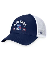 Fanatics Men's Navy/White New York Rangers Free Kick Trucker Adjustable Hat